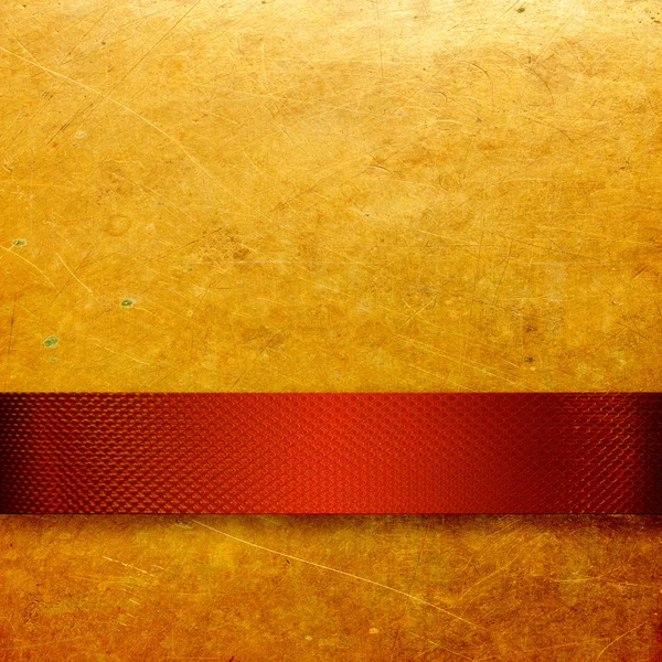 Gold background with rich red ribbon — Stock Photo, Image