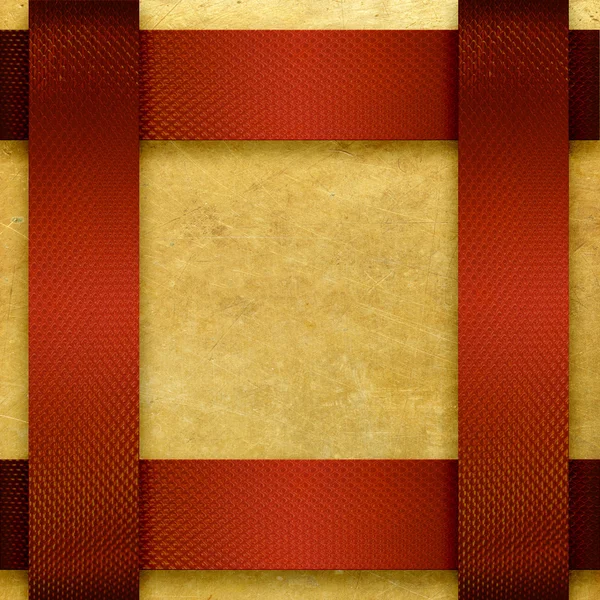 Gold background with rich red ribbon — Stock Photo, Image