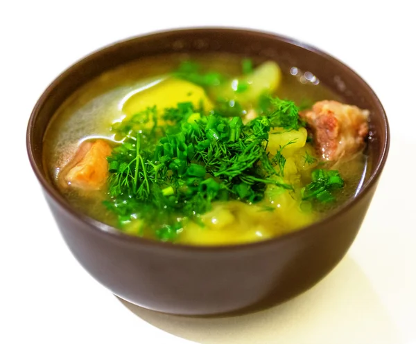 Suppe mit Schweinefleisch und Kartoffeln — Stockfoto