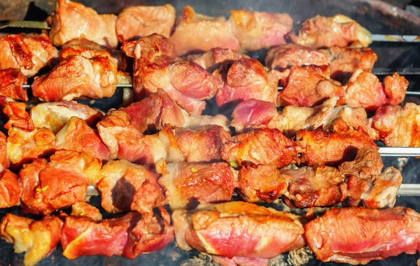 Bitar av fläsk shashlik — Stockfoto