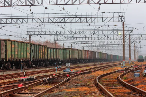 Railway Paths Freight Trains Station — Stock Photo, Image