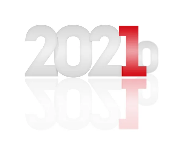 Begreppet 2021 Siffror Vit Bakgrund Med Reflektioner — Stockfoto