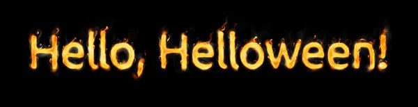 Hello Helloween Fiery Inscription Black Background Royalty Free Stock Photos