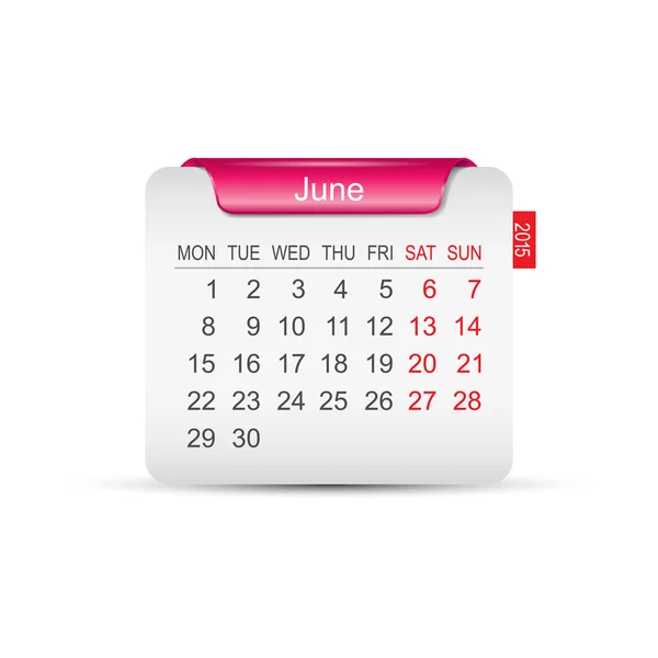 Calendrier Juin 2015. Illustration vectorielle — Image vectorielle