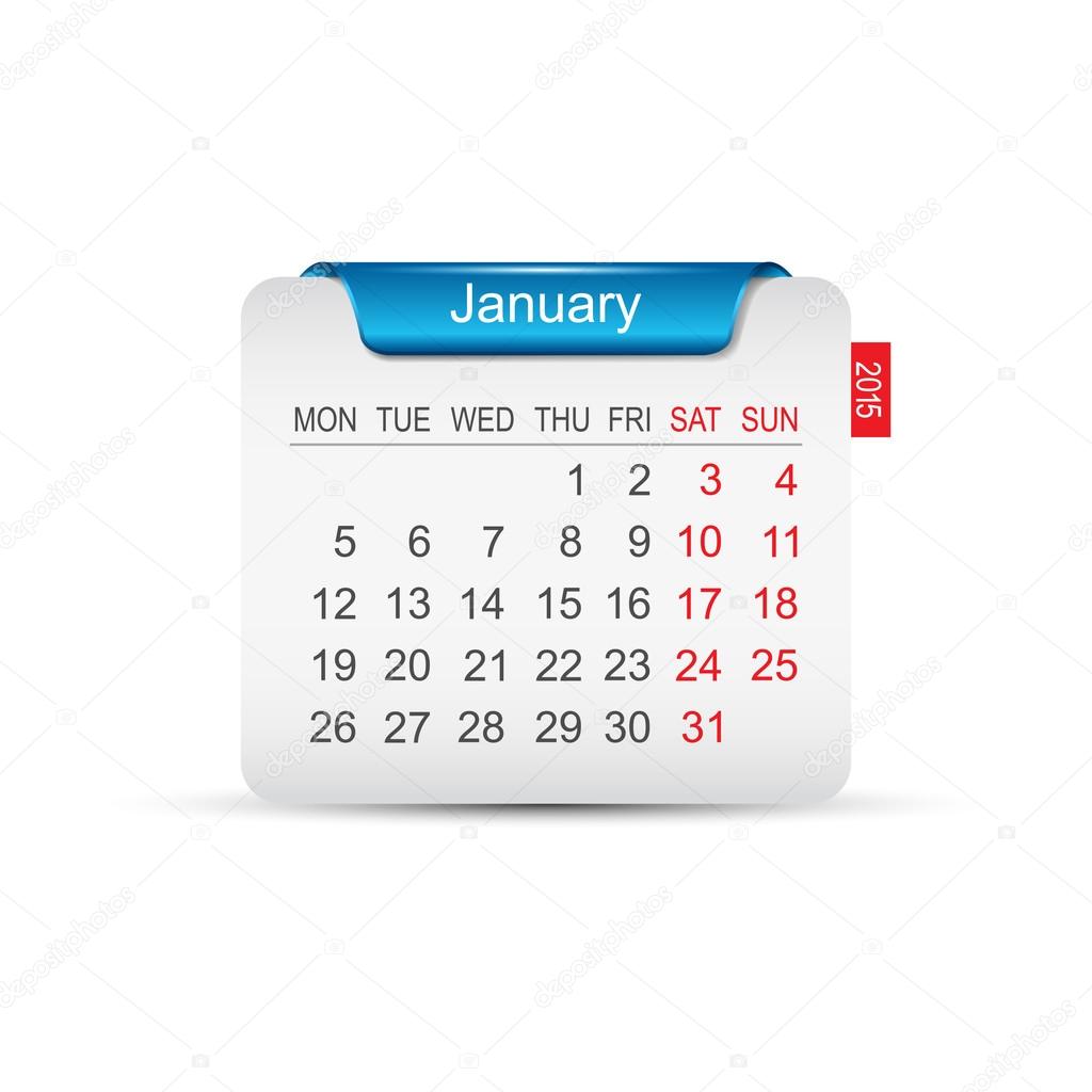 Calendar January 2015. Vector illustration