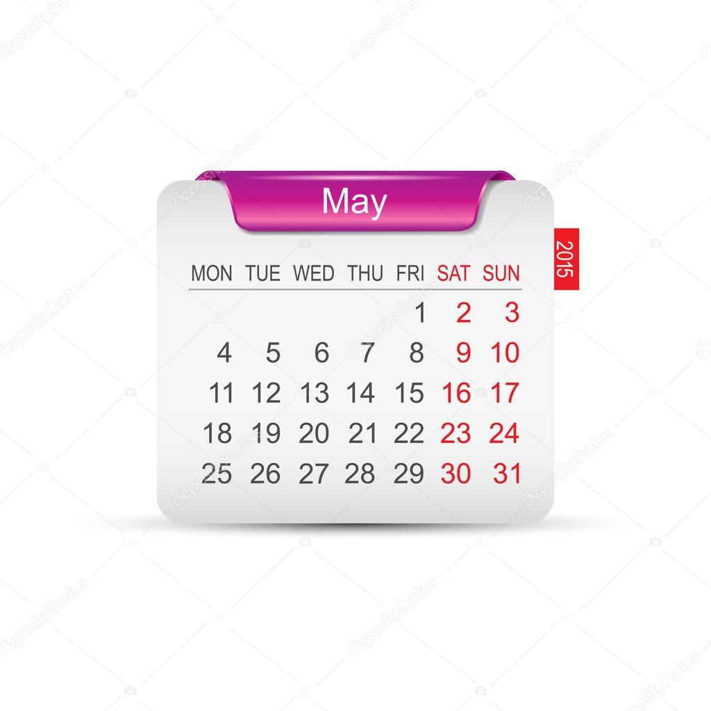 Calendar May 2015. Vector illustration