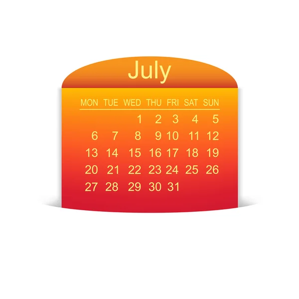 Calendrier Juillet 2015. Vecteur . — Image vectorielle