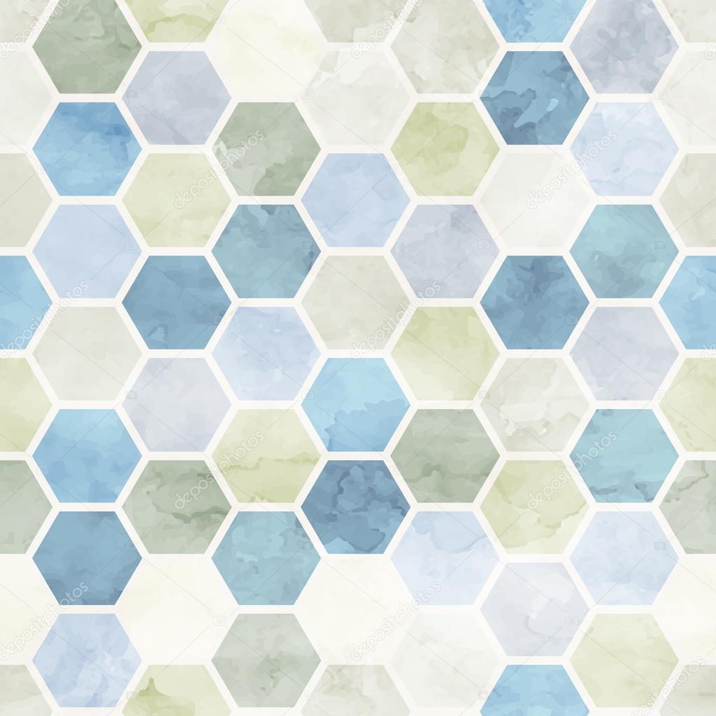 Watercolor Honeycomb seamless pattern background