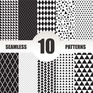 Set seamless geometric patterns.Triangle and rhombus patterns co clipart