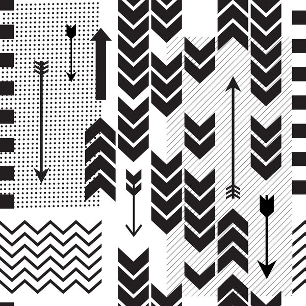 Mix geometric seamless pattern. Vector background