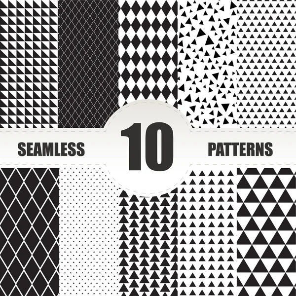 Set seamless geometric patterns.Triangle and rhombus patterns co — Stock Vector