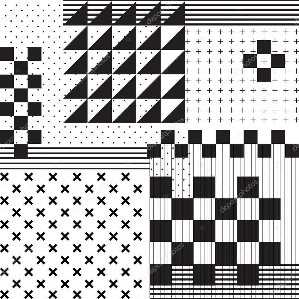 Mix geometric seamless pattern. Vector background