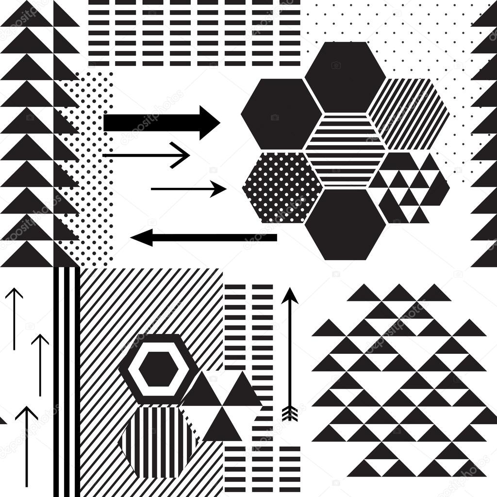 Mix geometric seamless pattern. Vector background — Stock Vector