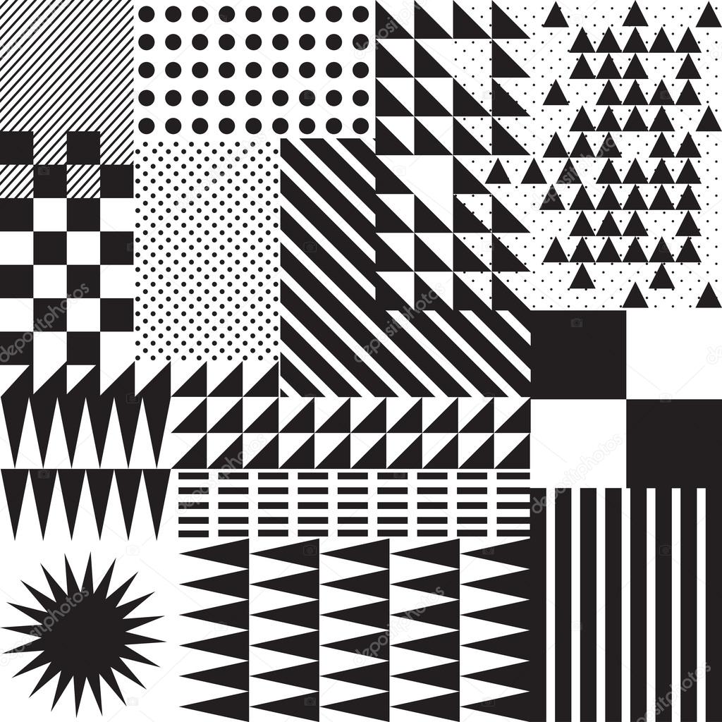 Mix geometric seamless pattern. Vector background