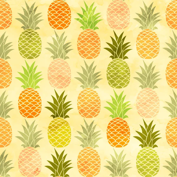 Watercolor pineapple seamless pattern background. — Stock Vector