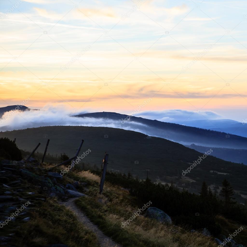 Inspirational mountains landscape sunset