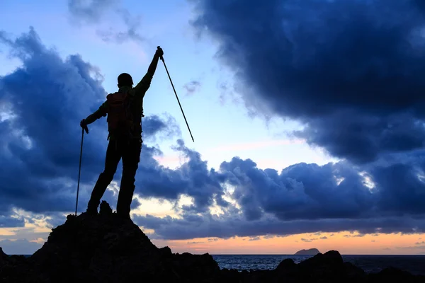 Feliz ganador alcanzando la meta de la vida hombre — Foto de Stock