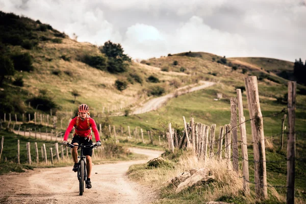 Mountain biker riding MTB — Zdjęcie stockowe