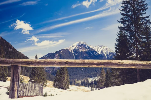 Горы красивые вдохновляющие зимний пейзаж, Татры — стоковое фото