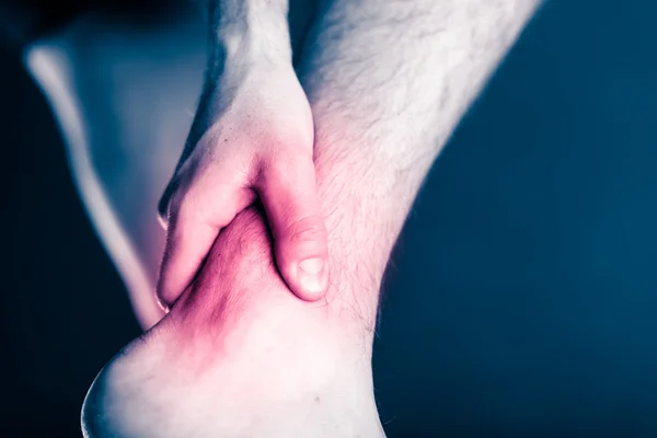 Ankle pain, physical injury painful leg — Stock Photo, Image