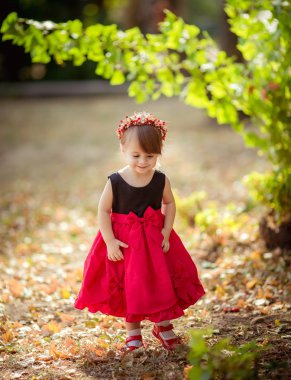 küçük kız çelenk ve zarif elbise