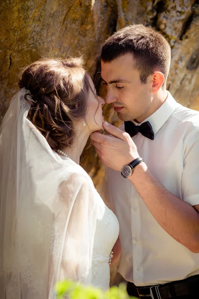 Bruden och brudgummen på deras bröllop — Stockfoto