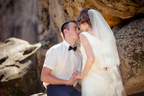 Bruden och brudgummen på deras bröllop — Stockfoto