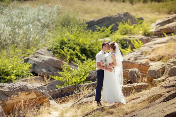 Bruden och brudgummen på deras bröllop — Stockfoto