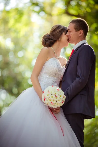 Noiva e noivo em seu dia de casamento — Fotografia de Stock