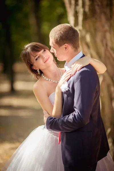 Panna młoda i pan młody w dniu ślubu — Zdjęcie stockowe