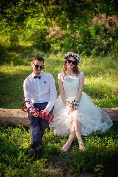 Novia y novio felices — Foto de Stock