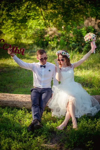 Novia y novio felices —  Fotos de Stock