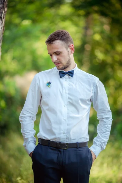 Novio en el día de la boda — Foto de Stock