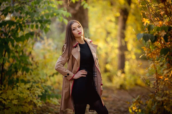 Junge Frau im Herbstpark — Stockfoto