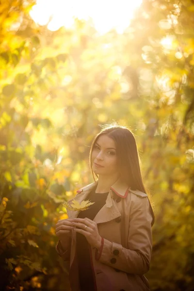 Young woman in autumn park — Stock Photo, Image