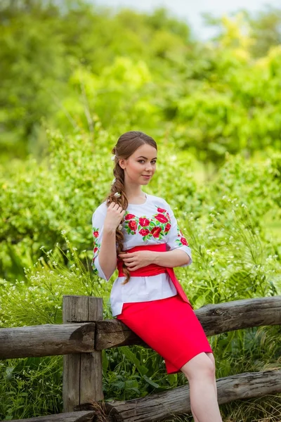 Chica ucraniana en ropa nacional — Foto de Stock