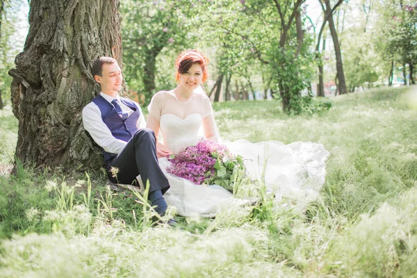 Braut und Bräutigam am Hochzeitstag — Stockfoto