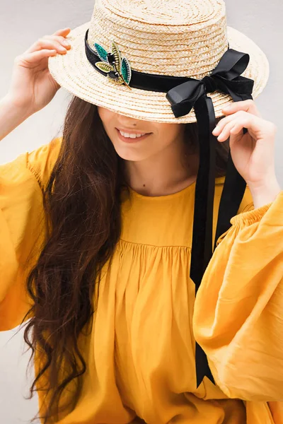 Young Attractive Girl Handmade Chic Hat — Stock Photo, Image