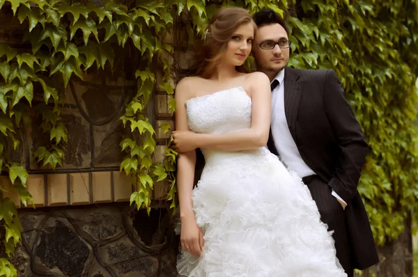 Bride and groom on their wedding day — Stock Photo, Image