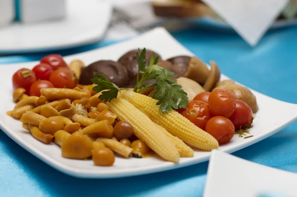 Ingemaakte groenten en champignons — Stockfoto