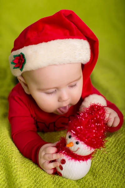 Little baby boy with Santa hat — Stock Photo, Image