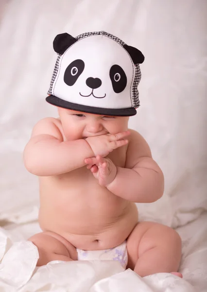 Boy wearing a panda cap — Stock Photo, Image