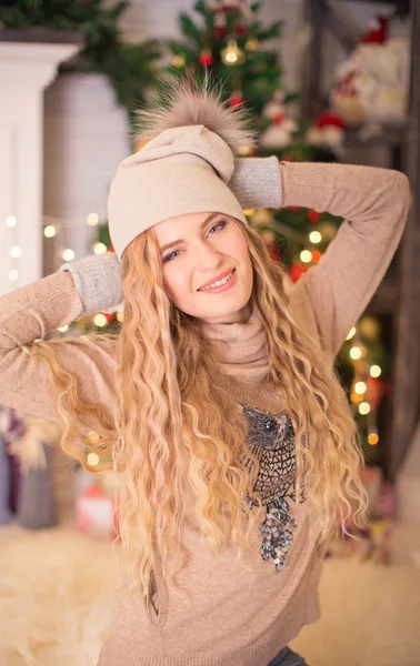 New year girl in stocking clothes — Stock Photo, Image