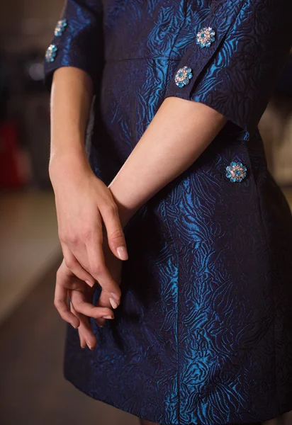 Woman's hands in fashionable clothes — Stock Photo, Image