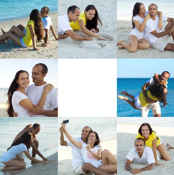 Retrato de casal na praia. Conjunto grande — Fotografia de Stock