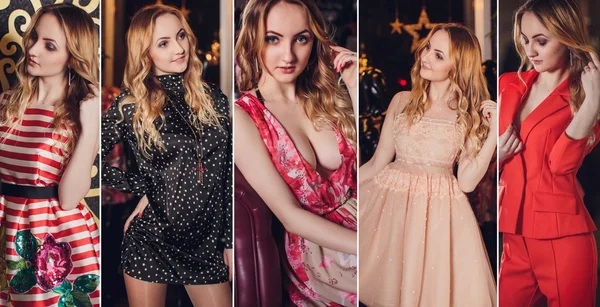 Fotos de mujer posando en vestidos de moda —  Fotos de Stock