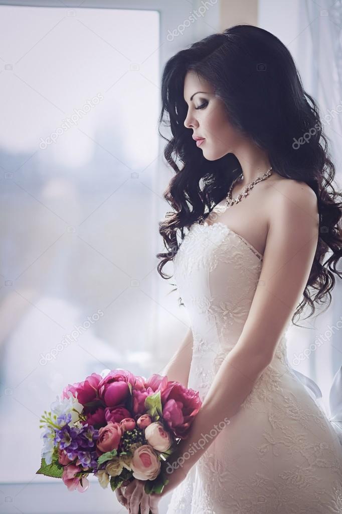 Bride holding bridal bouquet