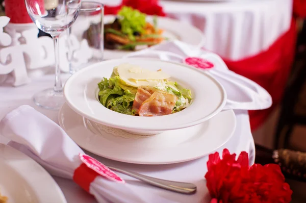 Service with silverware and glass stemware — Stock Photo, Image