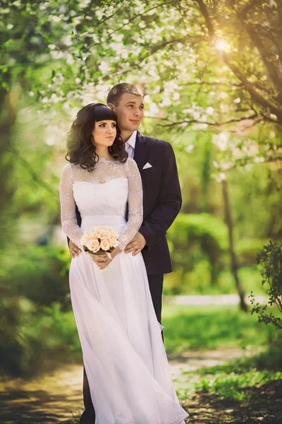 Novia y novio en el día de su boda — Foto de Stock