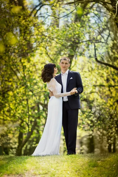 Noiva e noivo em seu dia de casamento — Fotografia de Stock